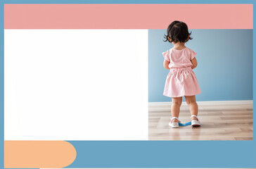 Innocence Unveiled: Little Girl's Subtle Pose in Pink