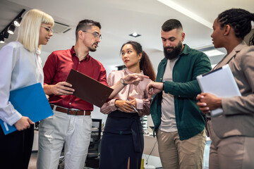 Group of multiethnic business people working together in the office