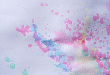 watercolor splash and dots. Watercolor abstract background painting on white paper. copy space