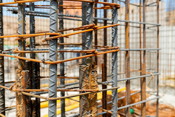Construction worker Concrete pouring during commercial concreting floors of buildings in construction site and Civil Engineer, Concrete construction and reinforcement