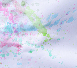 watercolor splash and dots. Watercolor abstract background painting on white paper. copy space