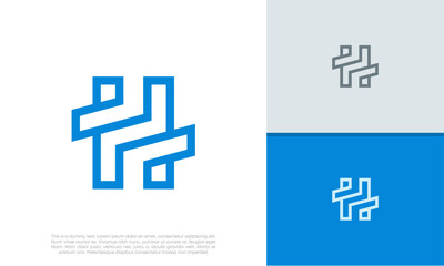 Initials H logo design. Initial Letter Logo. Innovative high tech logo template.	