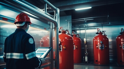 fire safety inspection at the plant. inspection of fire extinguishers, legal AI