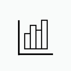 Bar Diagram Icon. Chart Within Line Art Style. Business Report, Market Analysis Symbol - Vector.