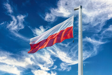 National state flag of Poland. White-red banner	