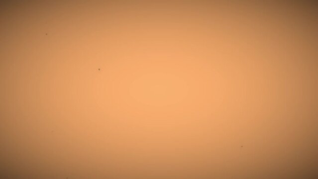 Retro damaged old film effect vintage style with noise dirt dust grain flicker and scratch on cinema frame or analog TV. Blank yellow orange brown background