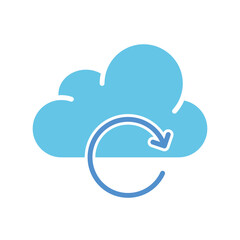 Cloud saving with spiral line icon. Internet, world wide web, information, data transfer, storage. Vector colored icon on a white background for business