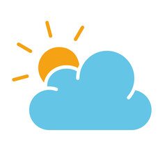 Sun with clouds line icon. Moisture, bad mood, cloudy weather, liquid, sadness. Vector colored icon on a white background for business