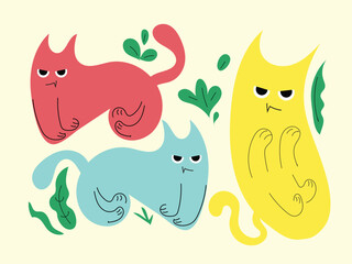 Colourful cartoon cats