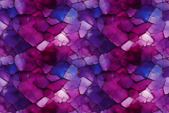 abstract purple gem-stone-like rock with mesmerizing cracks. A seamless repeatable background.
