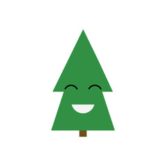 Fototapeta premium Christmas tree icon, cartoon illustration