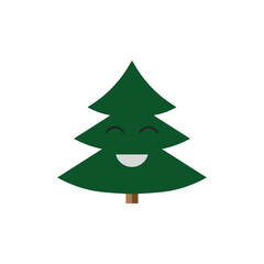 Christmas tree icon, cartoon illustration