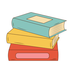 Stack of books. Colorful contour illustration.