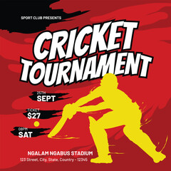 cricket tournament flyer design template