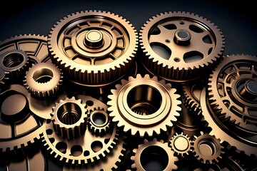 An abstract representation of gears and cogs symbolizing collaboration and efficiency in business ai generation