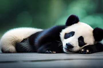 Foto op Plexiglas giant panda eating bamboo © Aansa