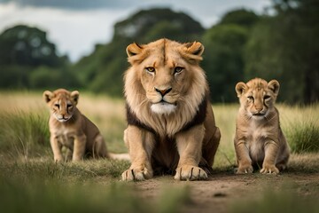 lion and lioness in zoo