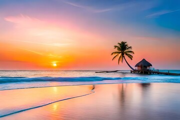 caribbean, idyllic, palm, panorama, paradise, relax, relaxation, resort, seascape, sunrise,...
