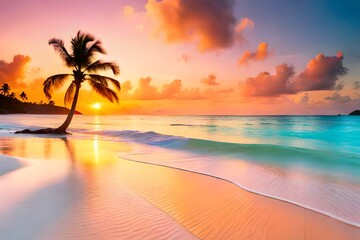caribbean, idyllic, palm, panorama, paradise, relax, relaxation, resort, seascape, sunrise, tranquil, tropic, wave, clear, sand, coconut, hot, island, ocean, sun, tropical, beauty, blue, cana, cloud