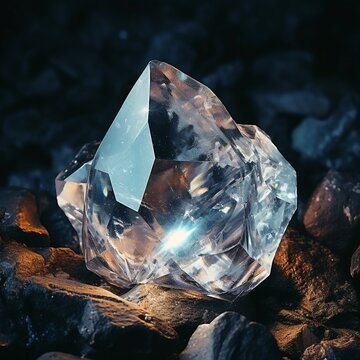 The rough diamond is a precious stone found in mines, representing the concept of mining and extracting rare ores. Generative AI