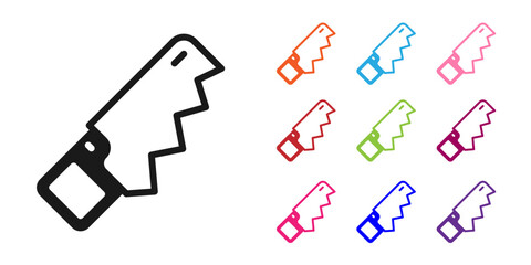 Black Hand saw icon isolated on white background. Set icons colorful. Vector