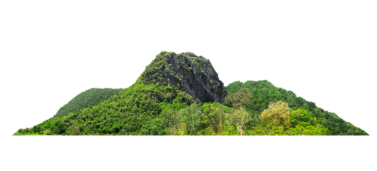 Panorama island, hill, mountain on transparent background. png file. for photo montage. Used for graphics.	