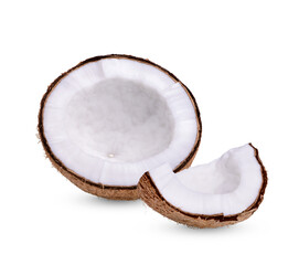 Fototapeta na wymiar Half-peeled coconut isolated on transparent background (.PNG)