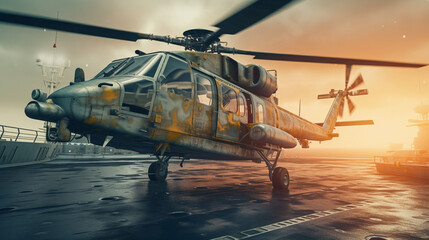 military helicopter in the sky