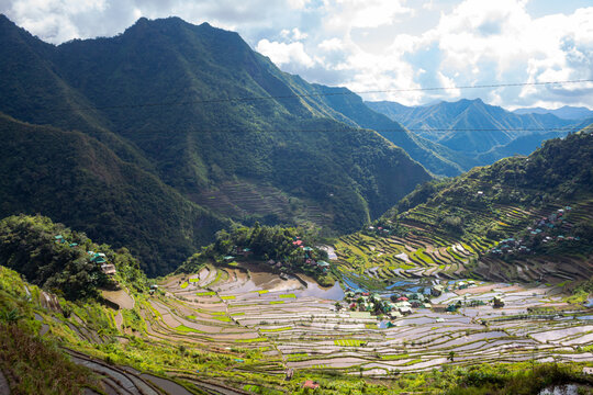 Aerial panoramic view of the Rice terraces in Philippines.