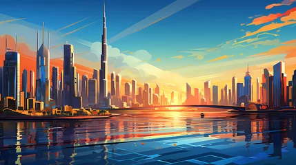 Foto op Plexiglas Illustration of the beautiful city of Dubai. United Arab Emirates © proslgn