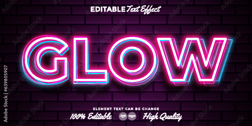 Wall mural glow text effect