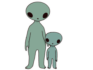 宇宙人の親子のイラスト素材