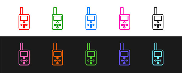 Set line Baby monitor walkie talkie icon isolated on black and white background. Vector