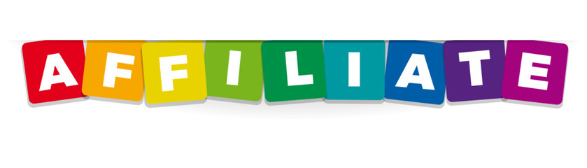 The word Affiliate. Vector banner with the text colored rainbow.