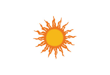 Sunny day, abstract sun, vector logo template, round orange shapes with company name on white background.