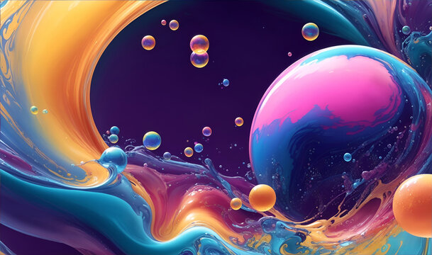 abstract 3d colourful bubble wallpaper background,  modern generative ai