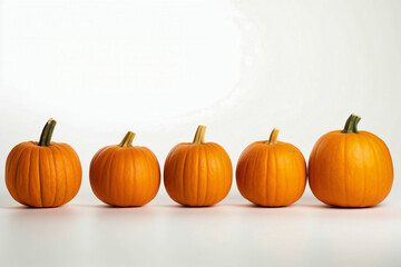 Many Halloween Pumpkins in white background.