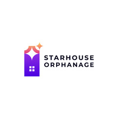 colorful and shiny home and star for orphanage, residential and social organization logo design