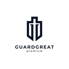 modern and vintage shield with gladiator helmet and blade for security and protection logo design