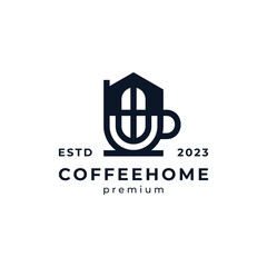 vintage and modern cafe with coffee, home and cup logo design