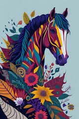 A detailed illustration of a Horse for a t-shirt design, wallpaper, and fashion