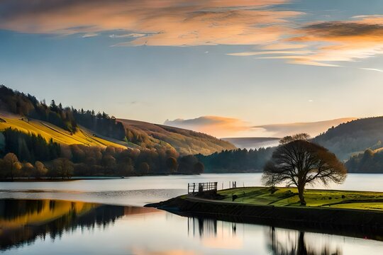 View of lady bower reservoir with edge visible in the distance