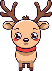 Reindeer chirstmas kawaii vector illustration.