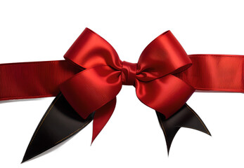 A Captivating Gift Decoration Red ribbon with bow isolated on white and transparent background ai generated