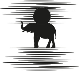 Print ELEPHANT WITH SUN ON HIS BACK TATTOO DESIGN 
