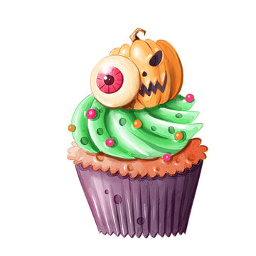 watercolor witchcrafts cupcake  illustration