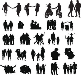 set of silhouettes of people