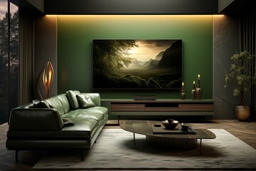Minimalist Organic Living Room with Green Accents.
