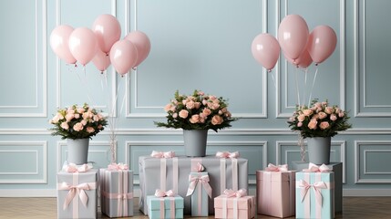 Celebrate Beautiful happy birthday, cake, candle, Giftbox, Generative AI
