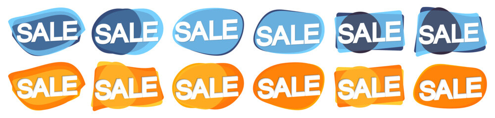 Sale banners design template, discount tags, vector illustration